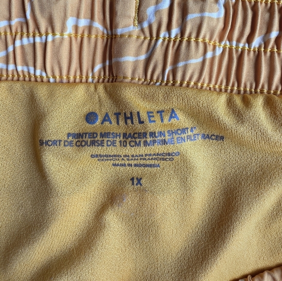 Athleta Printed Mesh Racer Run Short 4", Yellow - Picture 5 of 6